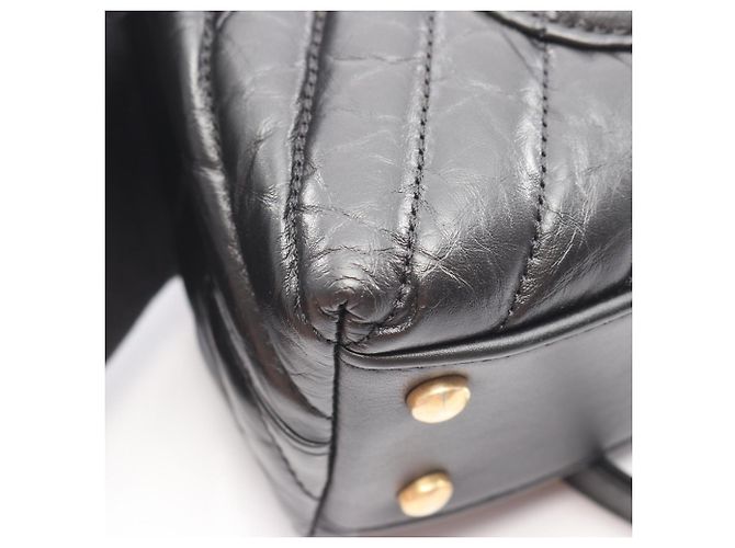 Borsa Chanel Coco Handle Flap V-Stitch Chevron Nero - vista 7