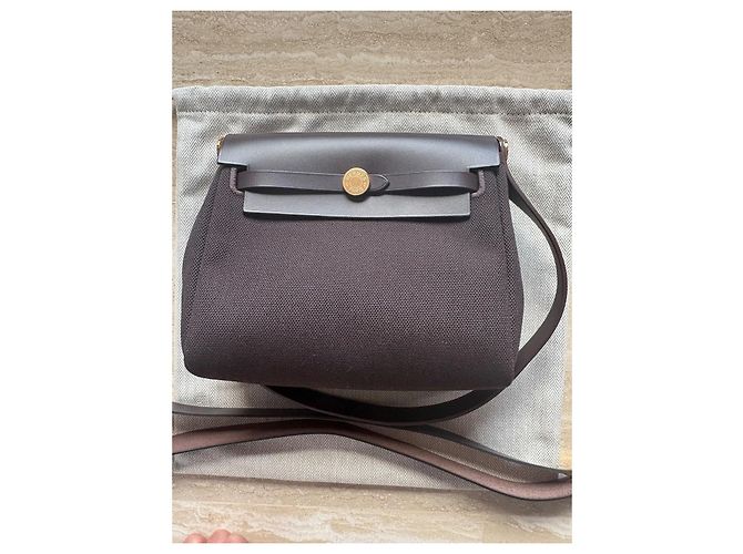 Hermès Mini Herbag in Pelle Marrone Scuro - vista 2