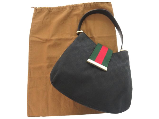 Borsa hobo in tela GG e pelle Gucci Nero - vista 2