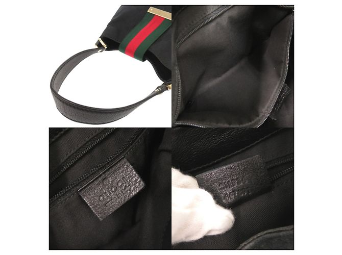 Borsa hobo in tela GG e pelle Gucci Nero - vista 7