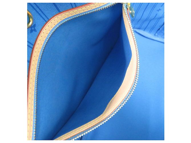 Borsa Louis Vuitton Neverfull MM Marrone Blu chiaro Monogramma - vista 6