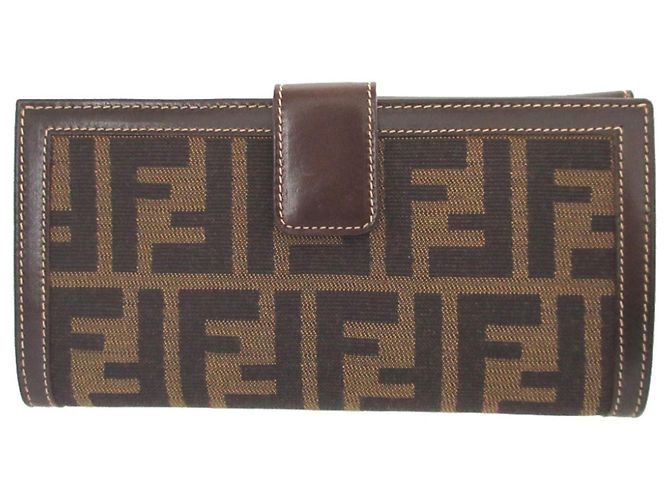 Fendi Zucca Pattern Brown Long Wallet - view 3
