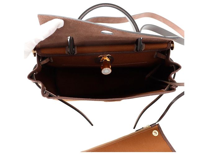 Borsa Hermès Herbag Zip PM Fauve Rosso - vista 5