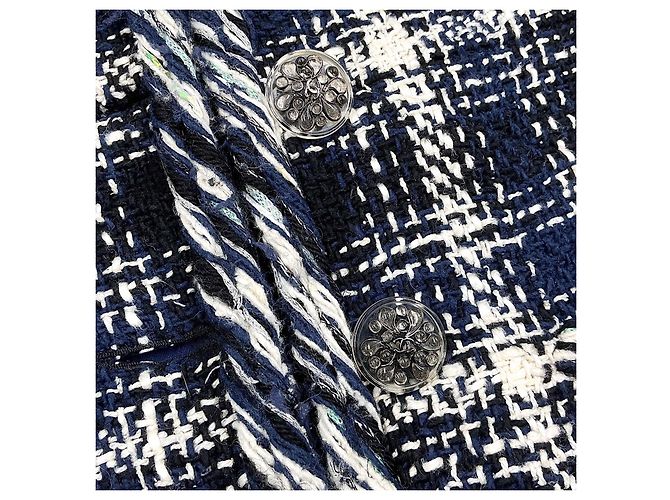 Chanel Tweedjacke Navy Weiß Größe 38 Dunkelblau - Ansicht 6