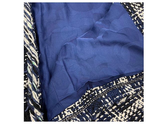 Chanel Tweedjacke Navy Weiß Größe 38 Dunkelblau - Ansicht 9