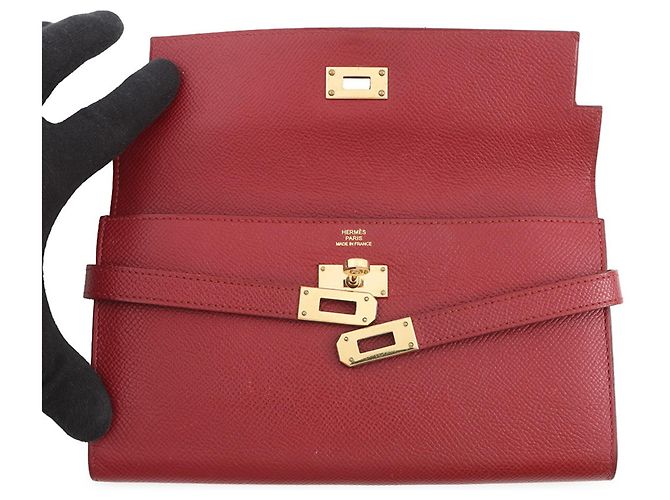 Hermès Cartera Kelly Long en Rouge Grenat Roja - vista 4
