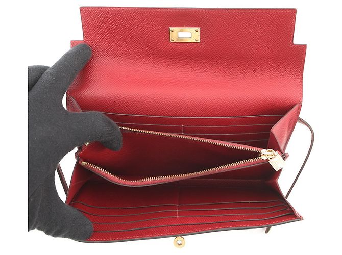 Hermès Cartera Kelly Long en Rouge Grenat Roja - vista 5