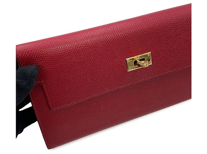 Hermès Cartera Kelly Long en Rouge Grenat Roja - vista 6