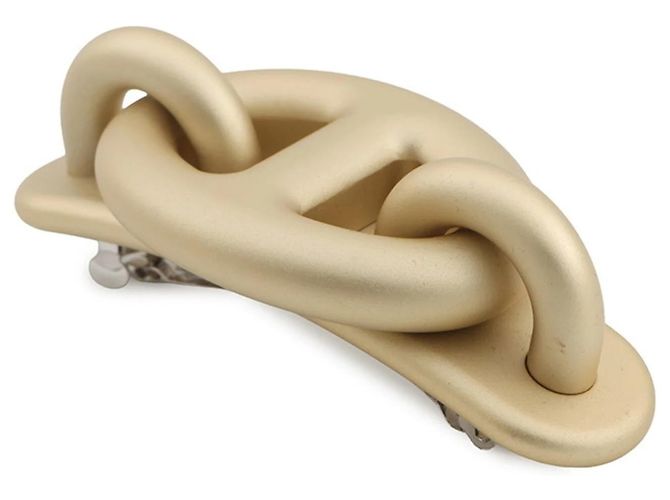Fermaglio in alluminio dorato Hermès Tri Maillon PM Chaine d'Ancre D'oro - vista 2