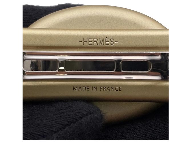 Fermaglio in alluminio dorato Hermès Tri Maillon PM Chaine d'Ancre D'oro - vista 9