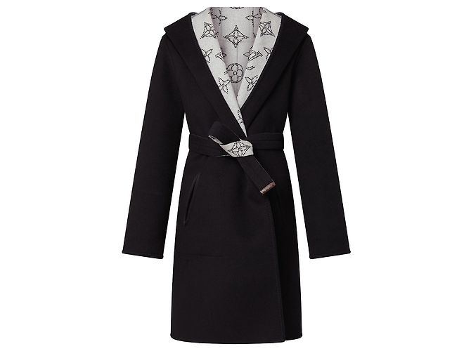 Louis Vuitton Abrigo Mahina de lana reversible negro - vista 2