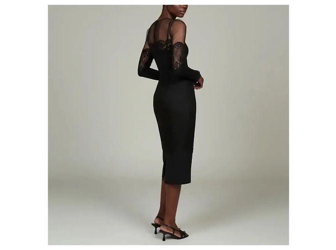Abito aderente Dolce & Gabbana nero in jacquard e pizzo - vista 5