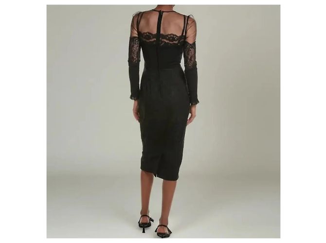 Abito aderente Dolce & Gabbana nero in jacquard e pizzo - vista 6