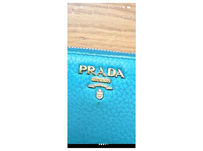 Cartera de cuero turquesa Prada - vista 2