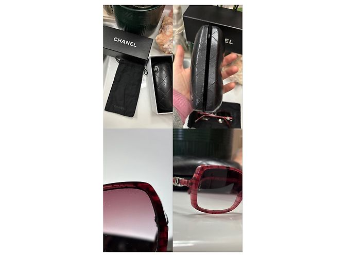 Gafas de sol Chanel en acetato rojo Roja Burdeos - vista 14