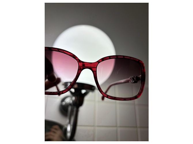 Gafas de sol Chanel en acetato rojo Roja Burdeos - vista 9