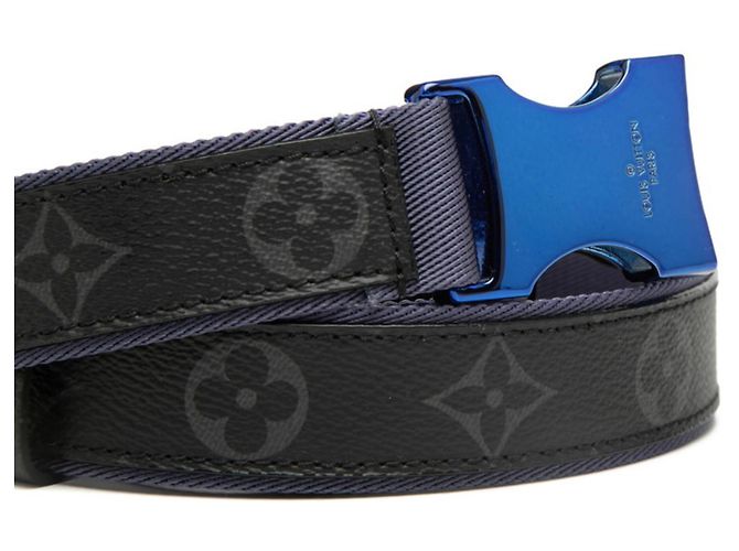 Cintura Louis Vuitton Monogram Eclipse in Nero/Viola Porpora - vista 4
