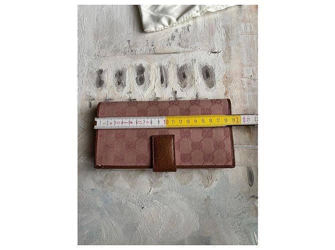 Gucci GG Supreme Geldbörse aus rosa Canvas Braun Pink - vista 12