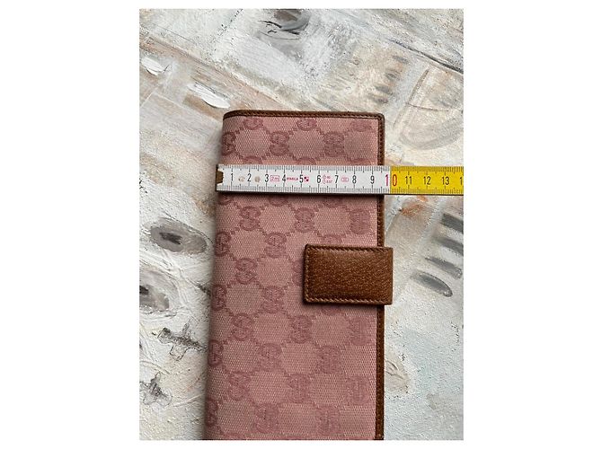 Gucci GG Supreme Geldbörse aus rosa Canvas Braun Pink - vista 13