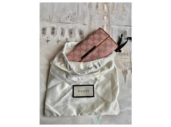 Gucci GG Supreme Geldbörse aus rosa Canvas Braun Pink - vista 15