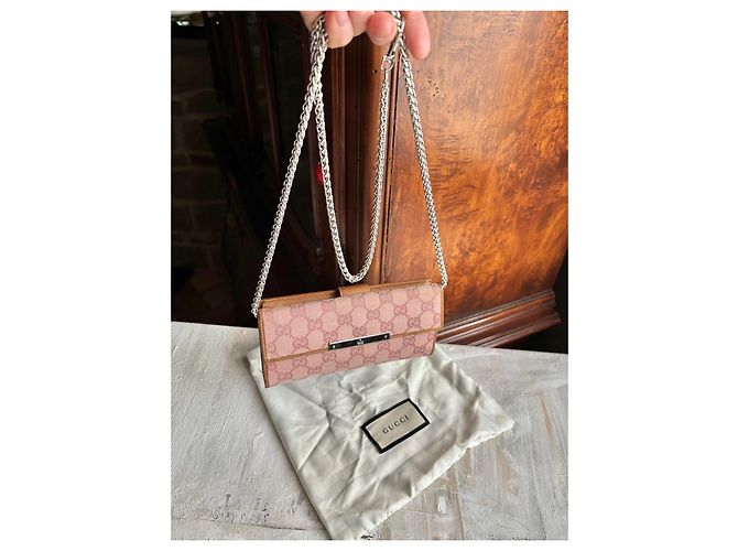 Gucci GG Supreme Geldbörse aus rosa Canvas Braun Pink - vista 16