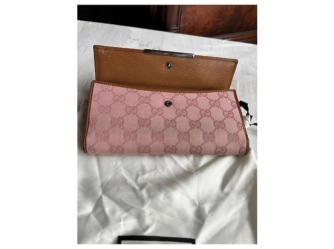 Gucci GG Supreme Geldbörse aus rosa Canvas Braun Pink - Ansicht 6