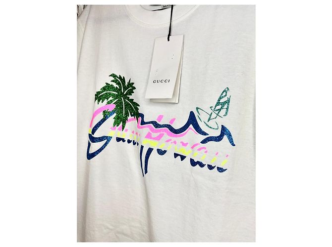 Camiseta Gucci de algodón blanco con estampado Multicolor - vista 2