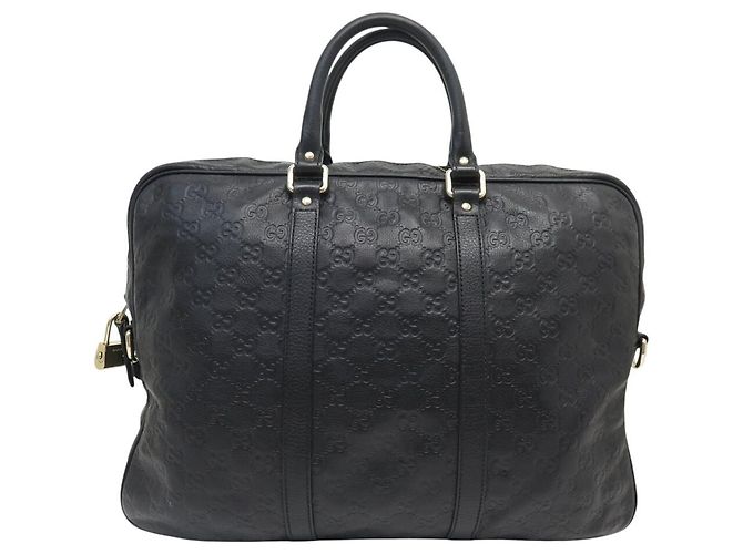 SACOLA GUCCI MALETTE GG 201480 EM COURO GUCCISSIMA PRETO - vista 2