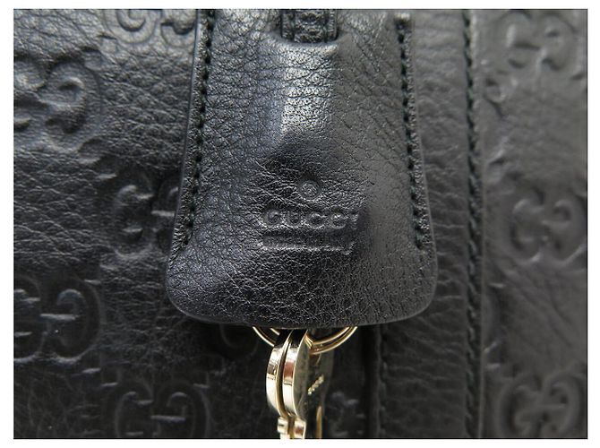 SACOLA GUCCI MALETTE GG 201480 EM COURO GUCCISSIMA PRETO - vista 5