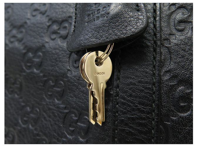 SACOLA GUCCI MALETTE GG 201480 EM COURO GUCCISSIMA PRETO - vista 6