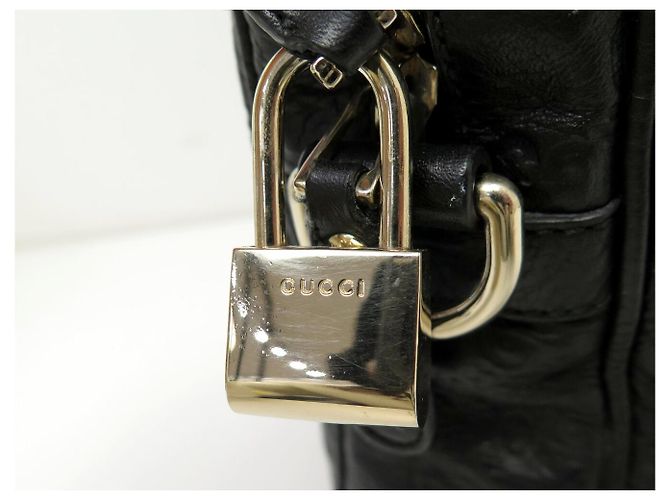 SACOLA GUCCI MALETTE GG 201480 EM COURO GUCCISSIMA PRETO - vista 9