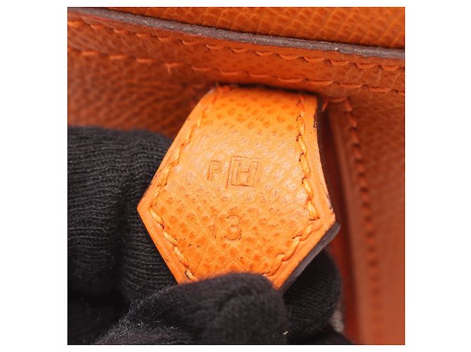Borsa in pelle Hermès Plume 28 arancione - vista 5