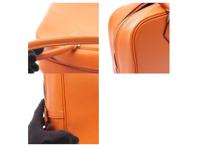 Borsa in pelle Hermès Plume 28 arancione - vista 6