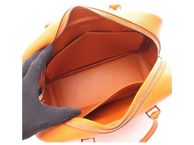 Borsa in pelle Hermès Plume 28 arancione - vista 9