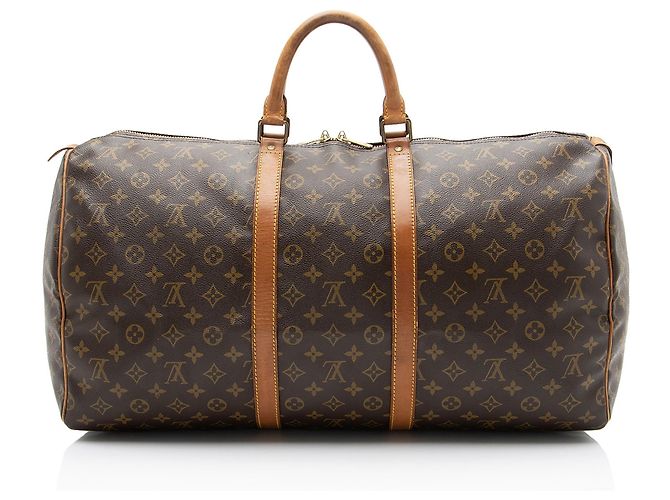 Duffle Keepall 55 in tela monogramma vintage Louis Vuitton Marrone - vista 3