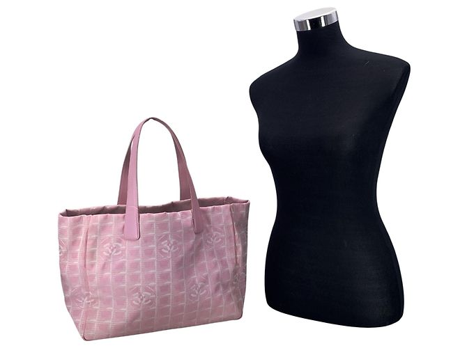 Timeless Bolsa de tecido Chanel clássica CC para compras Rosa - vista 2