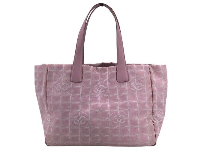 Timeless Bolsa de tecido Chanel clássica CC para compras Rosa - vista 3