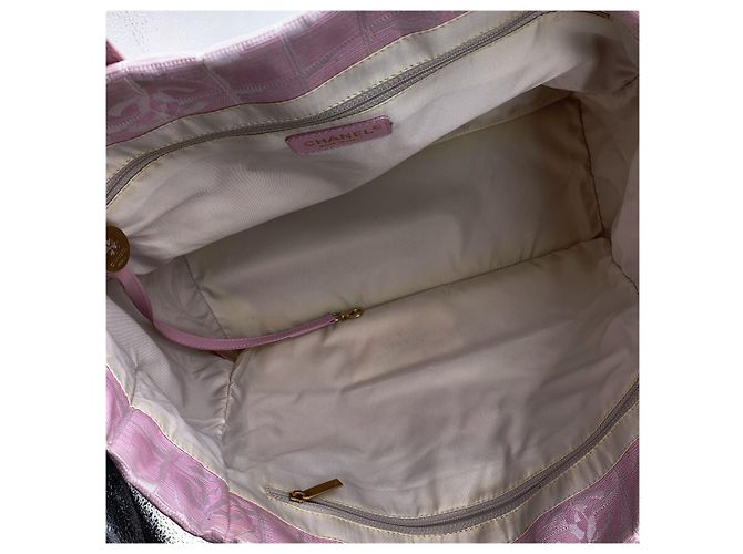 Timeless Bolsa de tecido Chanel clássica CC para compras Rosa - vista 5