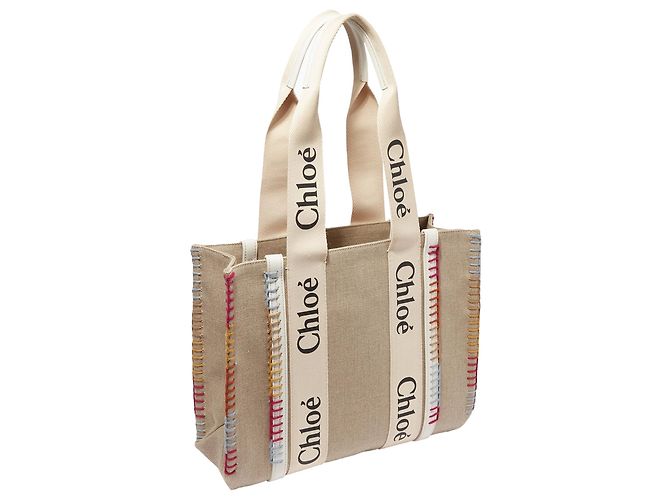 Borsa Tote Media Woody di Chloé Marrone Beige - vista 2