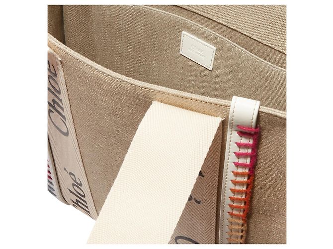Borsa Tote Media Woody di Chloé Marrone Beige - vista 3