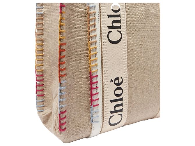 Borsa Tote Media Woody di Chloé Marrone Beige - vista 4