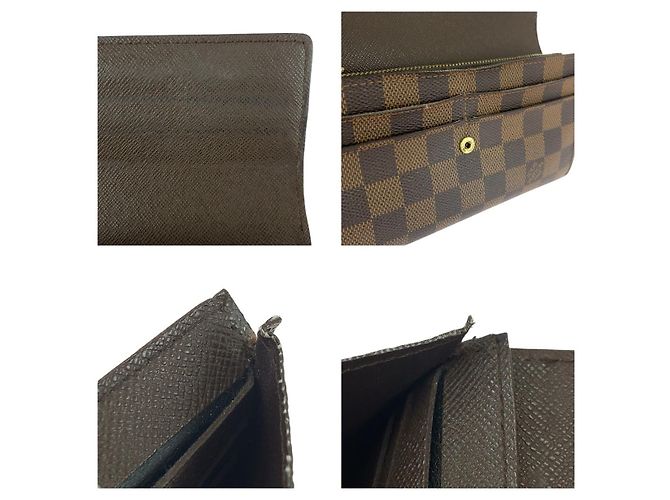 Carteira Longa Damier Ebene Louis Vuitton Marrom - vista 7