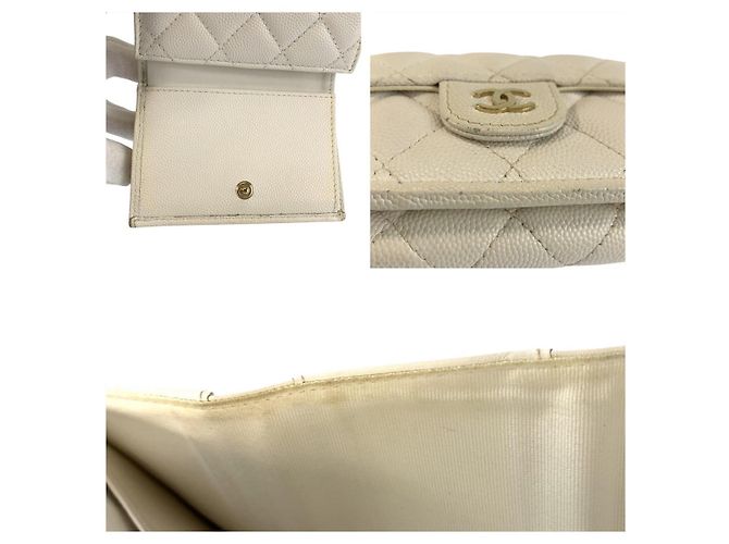 Portafoglio pieghevole in pelle matelassé Chanel Bianco - vista 9