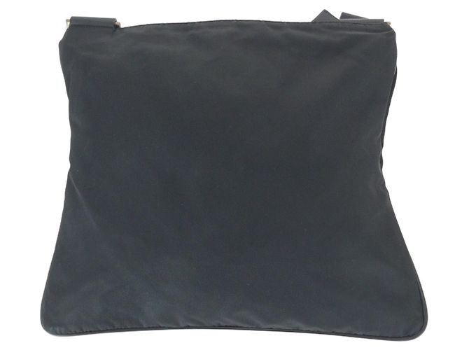 Borsa a Spalla Prada in Nylon e Pelle con Logo Triangolo Tessuto Nero - vista 2