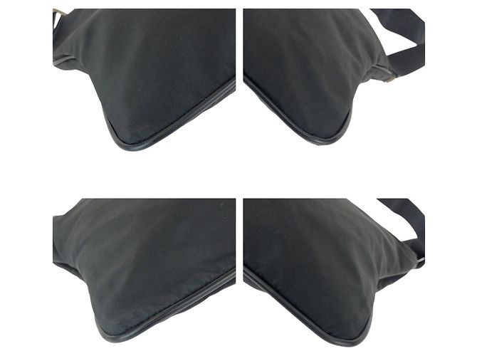 Borsa a Spalla Prada in Nylon e Pelle con Logo Triangolo Tessuto Nero - vista 3