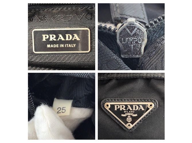 Borsa a Spalla Prada in Nylon e Pelle con Logo Triangolo Tessuto Nero - vista 4