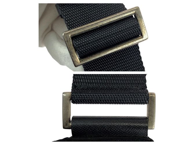 Borsa a Spalla Prada in Nylon e Pelle con Logo Triangolo Tessuto Nero - vista 5