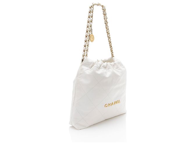 Gabrielle Bolso de hombro mediano Chanel 22 en piel de ternera brillante Blanco - vista 2