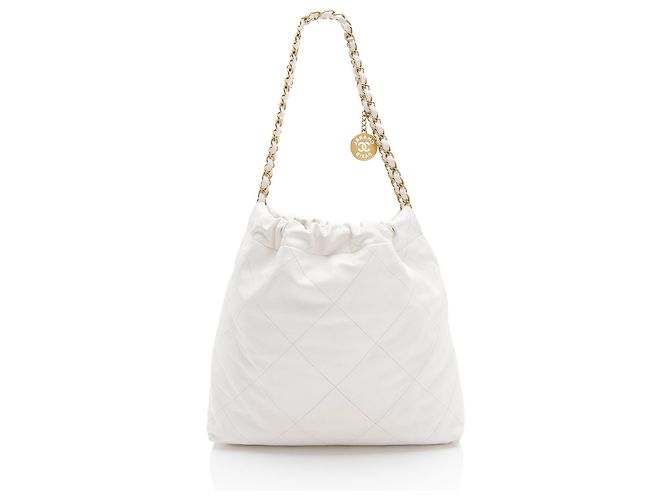 Gabrielle Bolso de hombro mediano Chanel 22 en piel de ternera brillante Blanco - vista 3