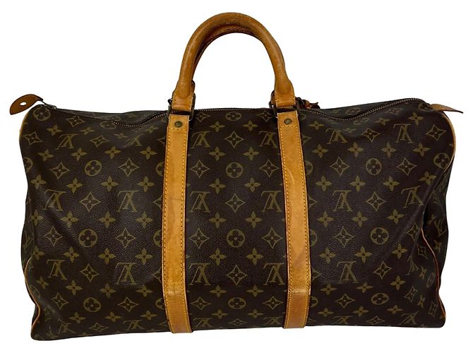 Borsa da viaggio Keepall 50 in tela Monogram Louis Vuitton - Bagagli vintage Marrone - vista 2